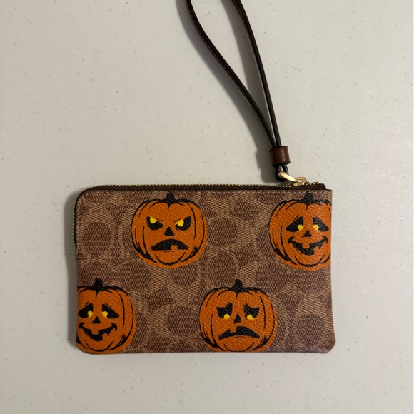 Coach Pumpkin Print Wristlet - Picture 2 of 2